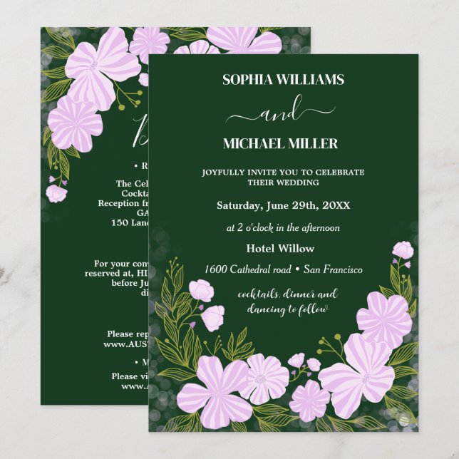 Convites Flores Luzes Casamento  (Frente/Verso)