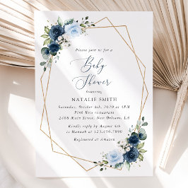 Convites Flores marinhos, Flores Azuis, Verde, Chá de frald