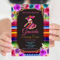 Flores Mexicanas Fiesta Birthday Dourada Girl