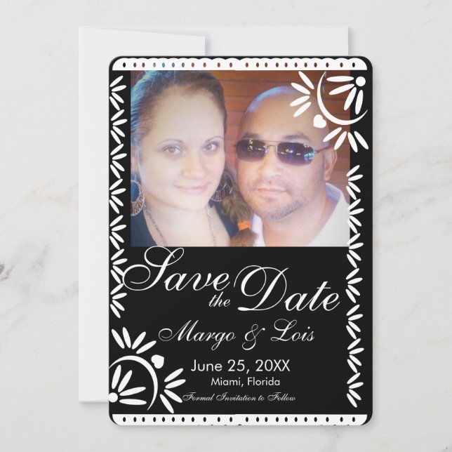 Convites Flores Mexicanas Papel Picado Save the Date  (Frente)