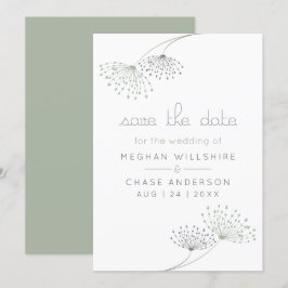 Convites Flores Mínimas Simples de Verde e Carvão