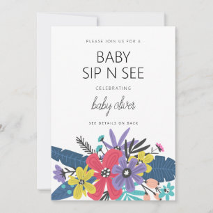 Convites Flores Modernas Boho Menino Bebê Sip And See