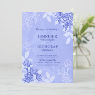 Convites Flores Modernas e Folhas de Ornamento para Casamen