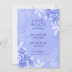 Convites Flores Modernas e Folhas de Ornamento para Casamen
