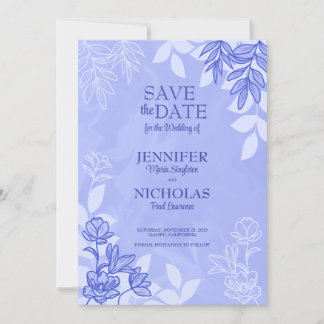 Convites Flores Modernas e Folhas de Ornamento para Casamen