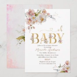 Convites Flores Modernas Elegantes De Aquarelas Oh Baby Sho