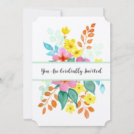 Convites Flores Modernas em Aquarela em Cores Vibrantes