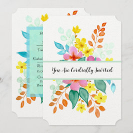 Convites Flores Modernas em Aquarela em Cores Vibrantes