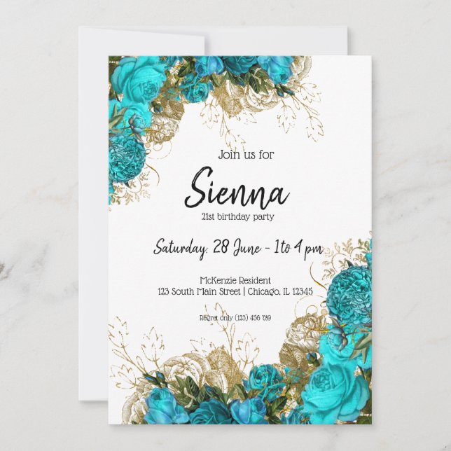 Convites Flores Modernas Glam Chic para todas as ocasiões (Frente)