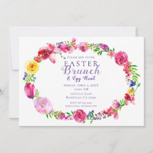 Convites Flores Modernas Rosa e Roxo de Primavera Floral