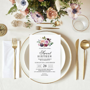 Convites Flores Moody & Rustic Burgundy Watercolor & Berry