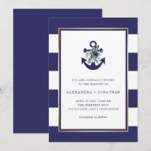 Flores Náuticas | Marinho Blue Floral Stripe Wedes