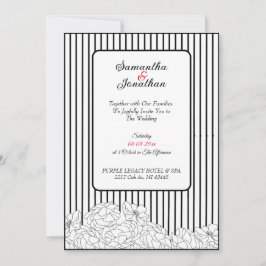 Convites Flores Negras e Brancas com Casamento de Stripes