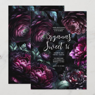 Convites Flores Negras Encantadas Ousadas Moody Doce 16 Flo