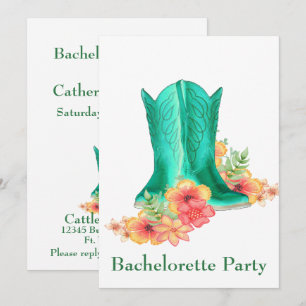 Convites Flores ocidentais Bachelorette das botas de