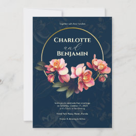 Convites Flores Orquídeas Rosa | Quadro redondo | Casamento