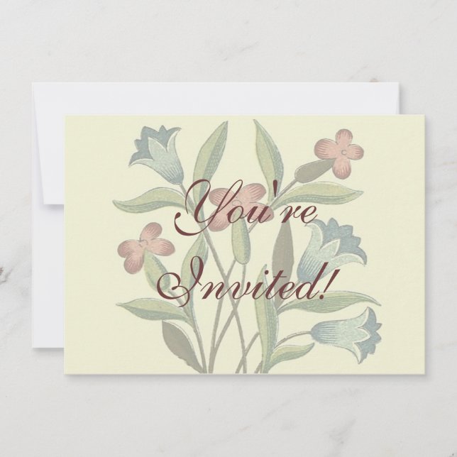 Convites Flores Papel de Carteira Floral Art Nouveau Bonito (Frente)