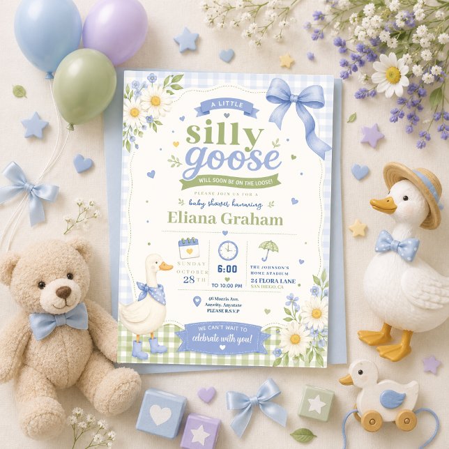 Convites Flores para Chá de Bebê Silly Goose sem Gênero (Criador carregado)