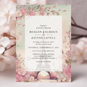 Convites Flores Parisiense Torre Eiffel Casamento em Paris