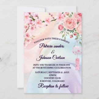 Convites Flores Pastéis Românticas, Design de Casamento no