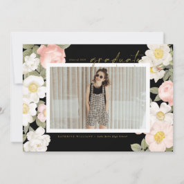 Convites Flores Pastel Antigas Foto Preta Formatura