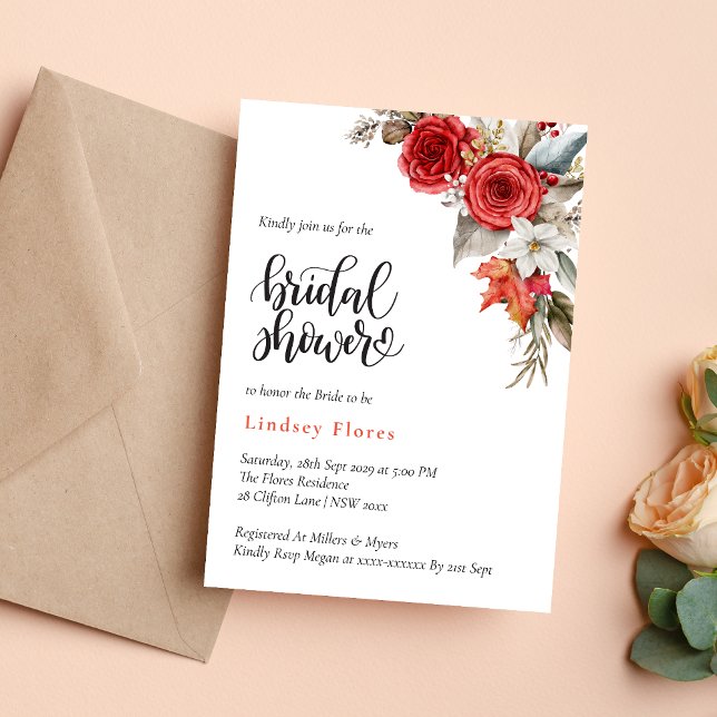 Convites Flores Personalizadas de Greenery Rosa para Chá de (Personalized bridal shower floral rose greenery invitation adds fresh romantic charm to celebrations)