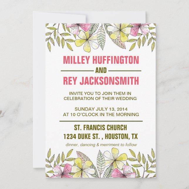 Convites flores pintadas à mão (Frente)