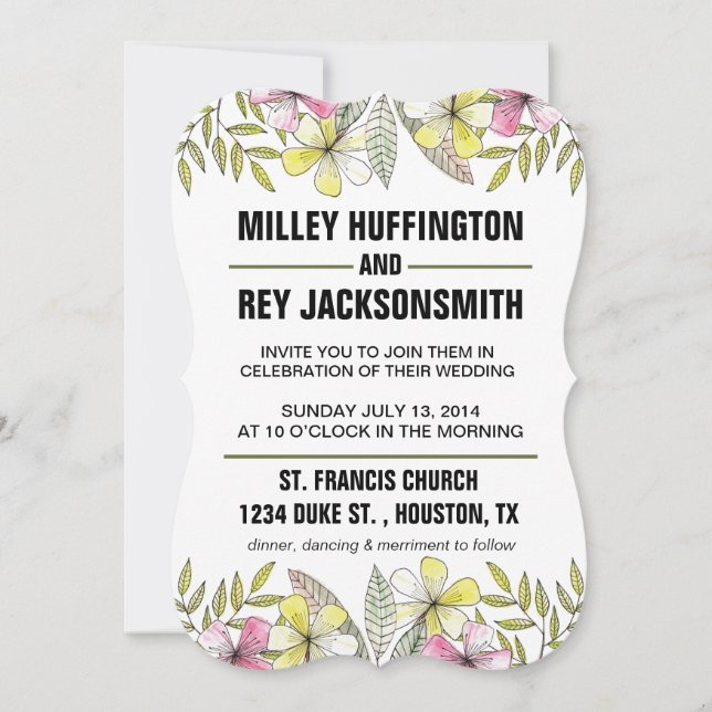 Convites flores pintadas à mão (Frente)