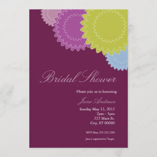 Convites Flores Pontilhadas - Roxo, Verde, Azul