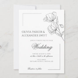 Convites Flores popias, casamento simples e elegante