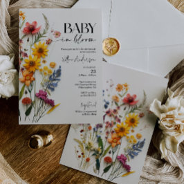 Convites Flores Prensadas Boho Chá de Bebê de Flores Silves