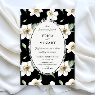 Convites Flores pretas e brancas casamento