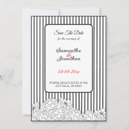 Convites Flores Pretas e Brancas em faixas Salvar a Data