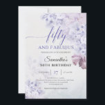 Convites Flores primavera roxas russas cinquenta e fabulosa<br><div class="desc">Rústico primavera púrpura flores cinquenta e fabuloso convite para o 50º aniversário, Este excepcional design floral boêmio com cor d'água pintada manualmente roxo, azul empoeirado, rosa empoeirado, lilás, castanho e flores bege e uma combinação de fontes modernas de caligrafia. Т sua irresistível e colorida sinfonia é elegantemente colocada no fundo...</div>