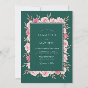 Convites Flores Profundas de Casamento em Verde