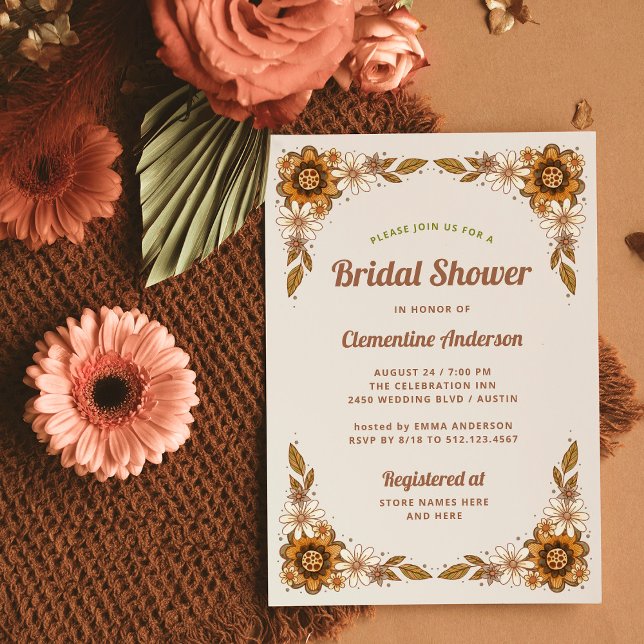 Convites Flores Retro | CHÁ DE PANELA (Trendy bridal shower invitations with a retro floral design)