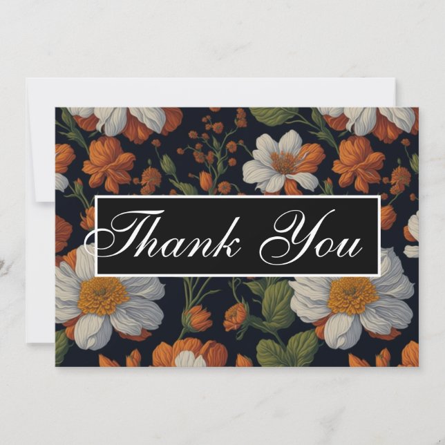 Convites Flores retro elegantes, brancas e sofisticadas, co (Frente)