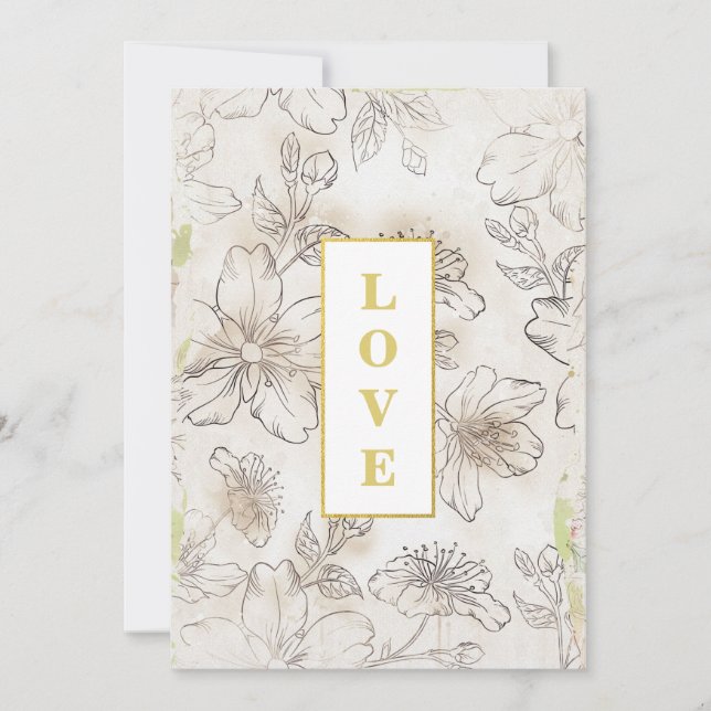 Convites *~ Flores Românticas AMAM AR26 QR RSVP Casamento (Frente)