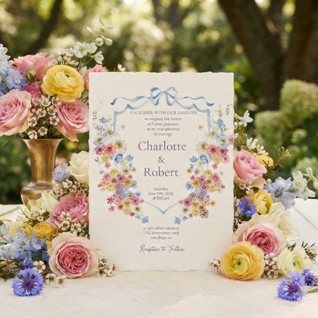 Convites Flores Românticas ao Redor do Casamento Botânico C (Criador carregado)
