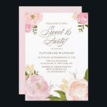Convites Flores Românticas Cor de Água Rosa Doce 16 Partido<br><div class="desc">Um doce floral personalizável,  de dezesseis convites de festas,  com ilustrações de cor d'água desenhadas à mão de peões e rosas cor-de-rosa. Este convite para 16 pessoas é perfeitamente personalizável. Perfeito para festas de primavera e jardim.</div>