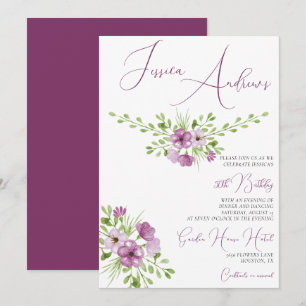 Convites Flores Românticas de Aquarela 50º Aniversário
