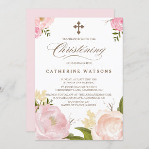 Convites Flores Românticas de Aquarela e Cristo Cruzado