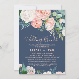Convites Flores Românticas de Pequim  Brunch de Casamento 