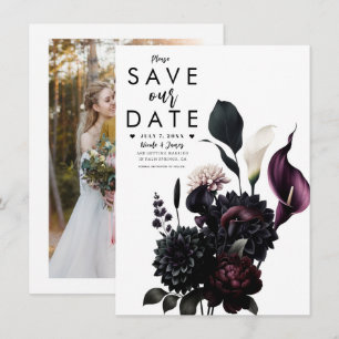 Convites Flores Românticas e Sombrias para Casamento Save t