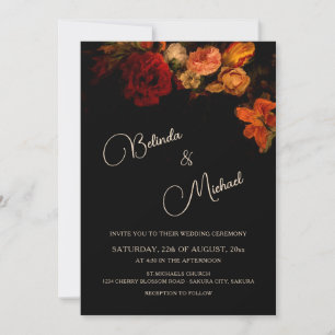 Convites Flores Românticas Sombrias Casamento de Foto