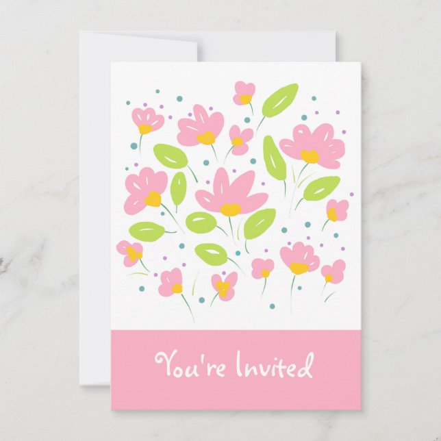 Convites Flores Rosa (Frente)