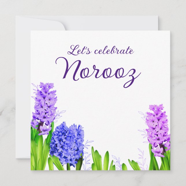 Convites Flores Rosa Azul Roxo Hyacinth Happy Noroz (Frente)