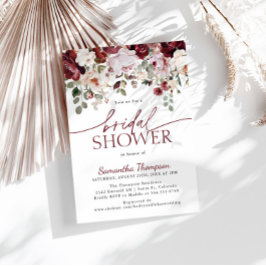 Convites Flores Rosa Blush Burgundy, Chá de panela Floral