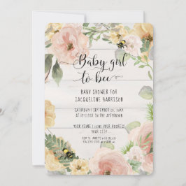 Convites Flores Rosa BÓHO Russas para Chá de Abelhas