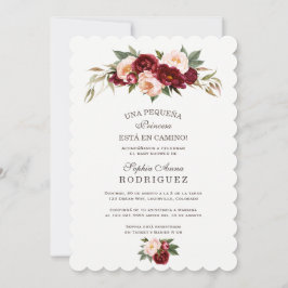 Convites Flores Rosa Burgundy Invitación de Chá de fraldas